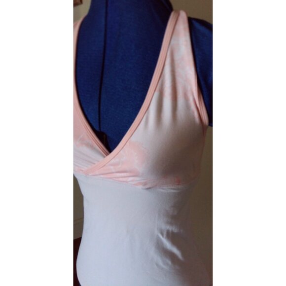 Lululemon DEEP V tank yoga gym light pink floral print mesh tank shirt top 4 - Picture 6 of 9